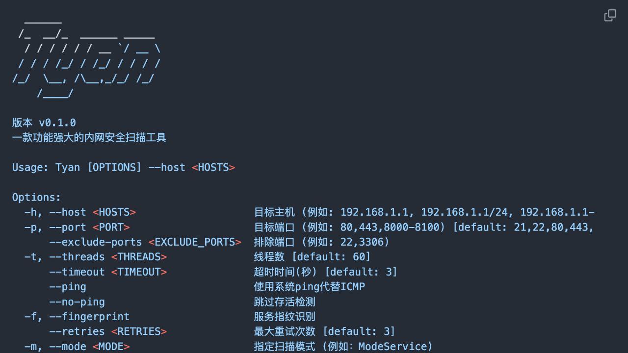 Tyan &ndash; 内网安全扫描工具
