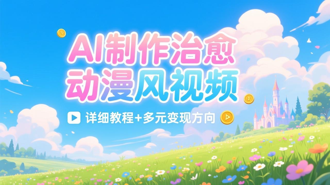 AI制作治愈动漫风视频，详细教程+多元变现方向